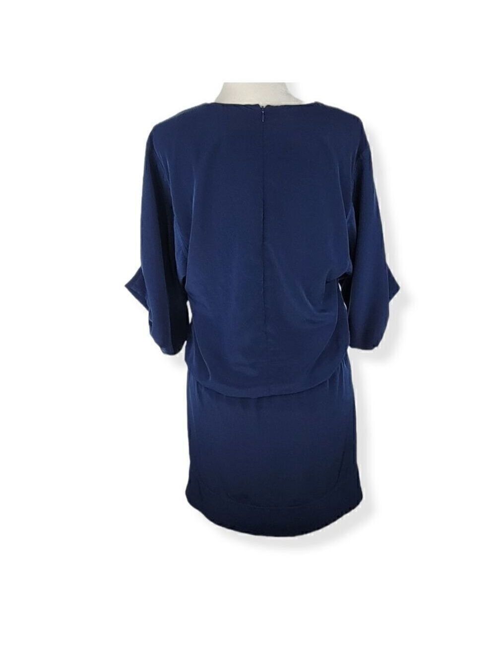 Laundry Navy Blue V Neck 3/4 Sleeve Dress Size 2 - Picture 3 of 6